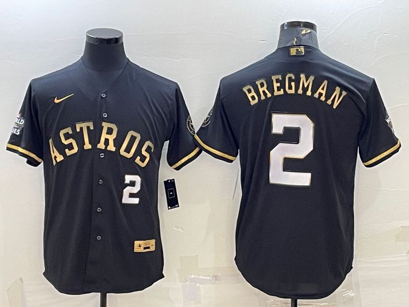 Men Houston Astros #2 Bregman Black Gold Nike 2022 MLB Jerseys->houston astros->MLB Jersey